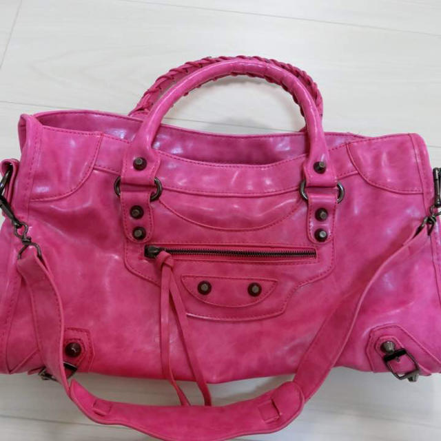 BALENCIAGA BAG(バレンシアガバッグ)のバレンシアガ風 ピンク トートバッグ レディースのバッグ(トートバッグ)の商品写真