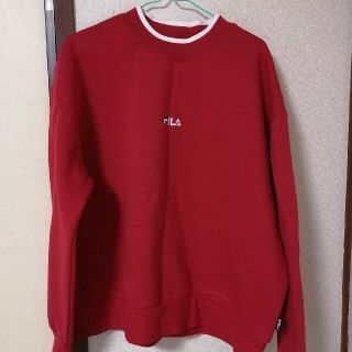 フィラ(FILA)の美品　フィラ　スウェット　レディース　裏起毛　厚手　L　赤(トレーナー/スウェット)