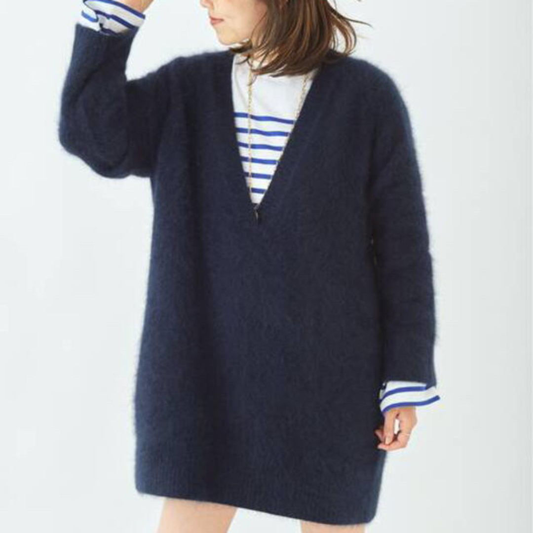 Plage Cashmere Mix Fur 深Vプルオーバートップス