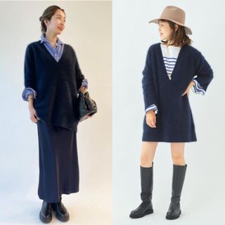 売約済plage Cashmere Mix Fur 深Vプルオーバー2 ベージュ