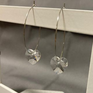 スワロフスキー(SWAROVSKI)のスワロフスキー クリスタルハート フープピアス アレルギーフリー(ピアス)