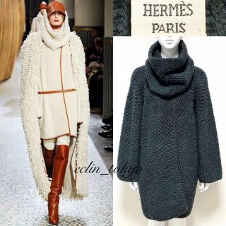 エルメス(Hermes)のHERMES 最高級カシミヤ100% スヌード付 2way コート E1958(ニットコート)