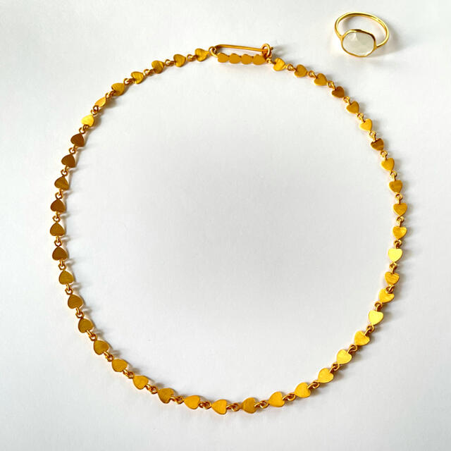 22K yellow gold plated heart choker 値段が激安 6120円 hensensfreres.fr