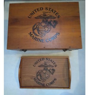 激レア 本場物 US MARINE CORP 米軍 海兵隊 木箱 トレー(その他)