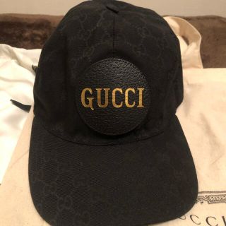 グッチ(Gucci)のGGキャンバス レザーロゴパッチ ベースボールキャップ (キャップ)