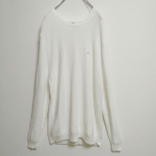 ラコステ(LACOSTE)の【美品】LACOSTE　ラコステ　ニット　ヘリンボーン柄　ホワイト(ニット/セーター)