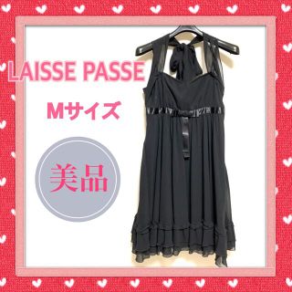 レッセパッセ(LAISSE PASSE)のレッセパッセ　ホルターネックシフォンミニワンピース　ホルターネックミニドレス　黒(ミニドレス)