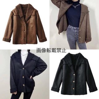 ザラ(ZARA)の🍁11月新作🍠6745◆2color スエード調 ボア ジャケット コート(ニットコート)