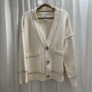 ザラ(ZARA)の未着用♡シルバーラインニットカーディガン(カーディガン)