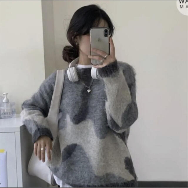 リノラウンドセーター  グレー 韓国セーター