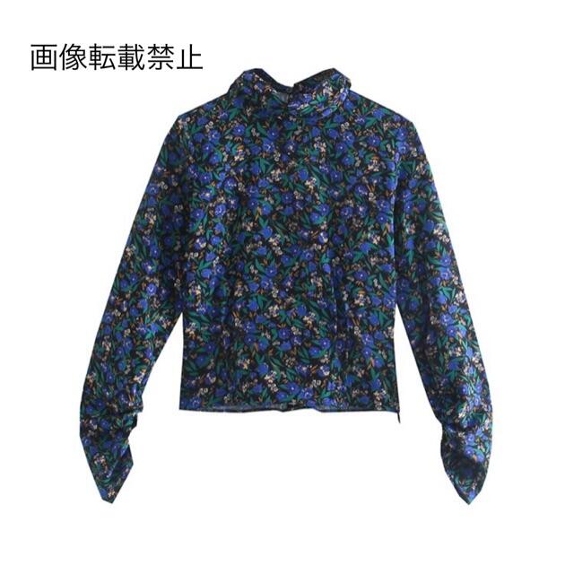 ZARA(ザラ)の🍁11月新作🍠6750◆レトロ フラワー 花柄 ハイネック ブラウス レディースのトップス(シャツ/ブラウス(長袖/七分))の商品写真