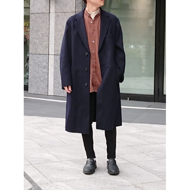 新品 ユニクロ+J カシミヤブレンドチェスターコート M ネイビー ジル