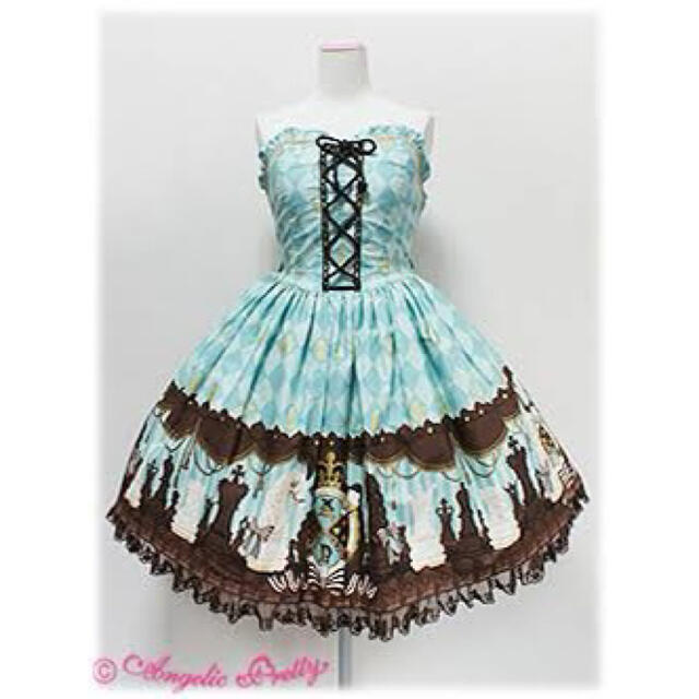 Angelic Pretty(アンジェリックプリティー)のアンジェリックプリティ チェスチョコレート JSK チョコ ミント レディースのワンピース(ひざ丈ワンピース)の商品写真