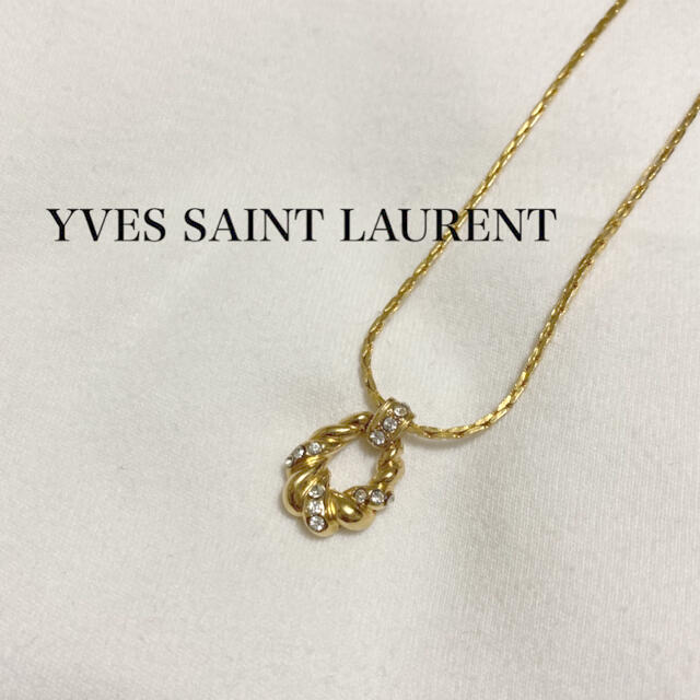 YSL ヴィンテージ ストーンネックレス　ラインストーン　オールド　レトロ