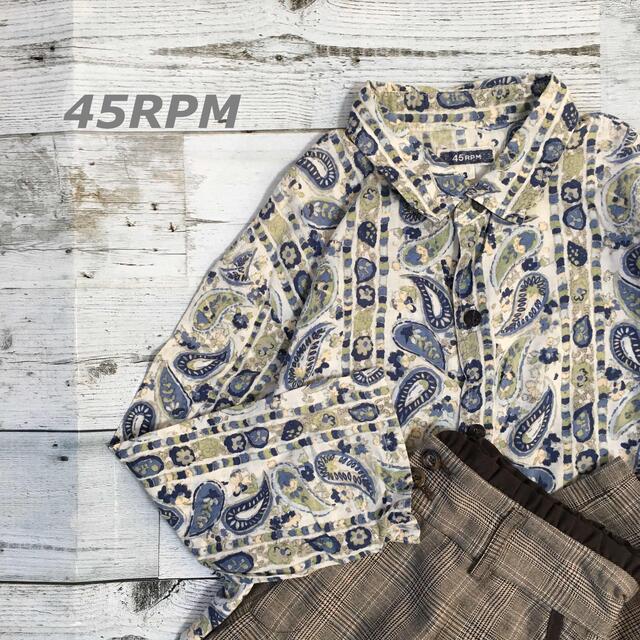 45rpm - 古着45rpmペイズリー柄ブラウスコットンシャツ七分袖の通販 by