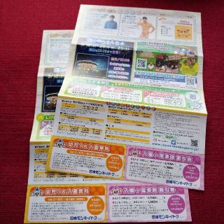 日本モンキーパーク　優待券　割引券　2枚(遊園地/テーマパーク)