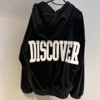 ジェイダ(GYDA)の『美品』GYDA DISCOVERエコファーBIG HOODIE ブラック(毛皮/ファーコート)