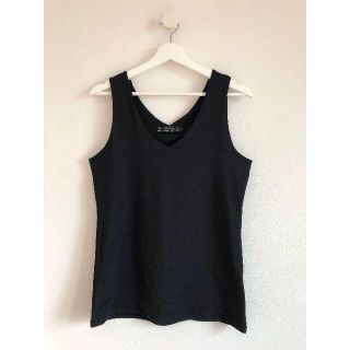 ザラ(ZARA)のZARA Basics ブラック Vネックノースリーブ カットソー(カットソー(半袖/袖なし))