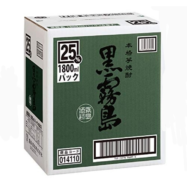 Ys44   黒霧島 芋 25° 1.8Lパック   ６本 食品/飲料/酒の酒(焼酎)の商品写真