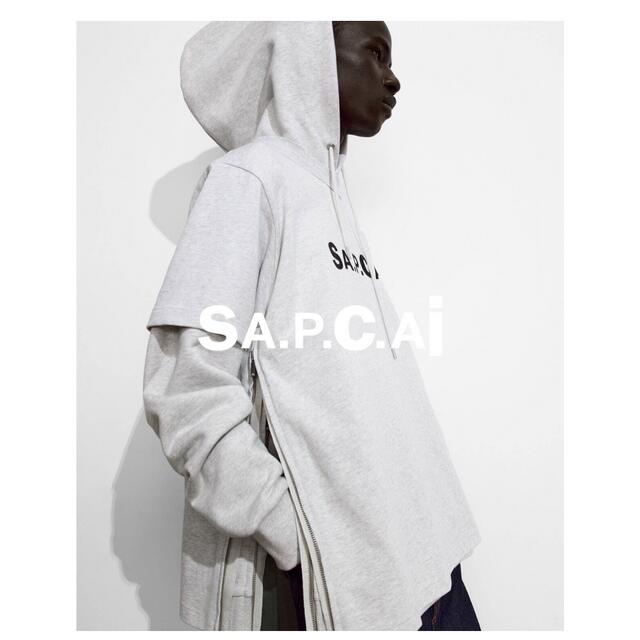 sacai APCコラボフーディーパーカーライトグレー