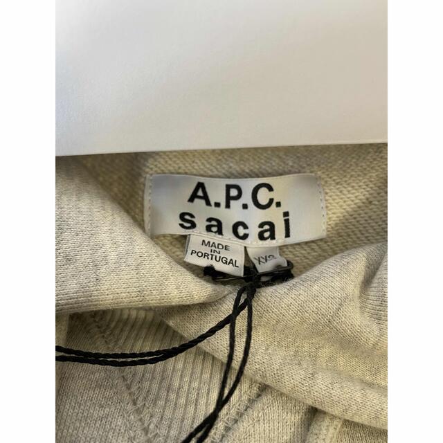 sacai APCコラボフーディーパーカーライトグレー