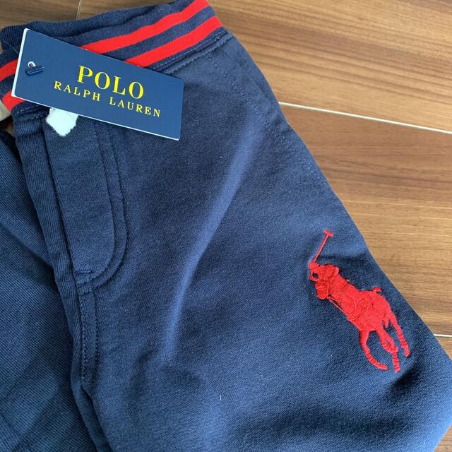 Ralph Lauren(ラルフローレン)の【新品】ラルフローレン RALPHLAUREN POLO スウェットズボン紺x赤 キッズ/ベビー/マタニティのキッズ服男の子用(90cm~)(パンツ/スパッツ)の商品写真