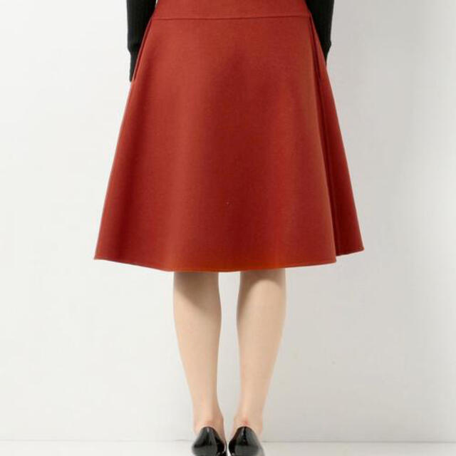 Drawer(ドゥロワー)のDRAWER メルトンフレアースカート　ブリックカラー レディースのスカート(ひざ丈スカート)の商品写真