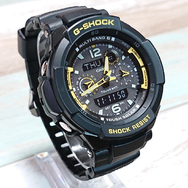 美品【CASIO／G-SHOCK／ スカイコックピット 】電波ソーラー 腕時計