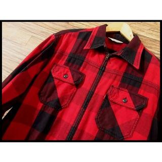 リーバイス(Levi's)のG② リーバイス ブロック チェック ジップアップ ネルシャツ シャツ L 赤黒(シャツ)
