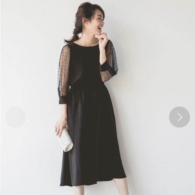 apart by lowrys(アパートバイローリーズ)のドットチュールワンピース👗ブラック　L size レディースのワンピース(ひざ丈ワンピース)の商品写真