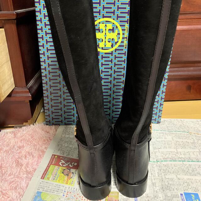 TORY BURCH トリーバーチ サイドジップ ロングブーツ 黒 23