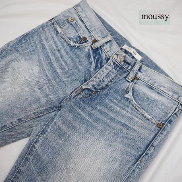 moussy(マウジー)の専用moussy ダメージ加工 リラックス テーパード デニム パンツw25 レディースのパンツ(デニム/ジーンズ)の商品写真