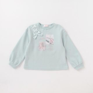 メゾピアノジュニア(mezzo piano junior)のメゾピアノ新品新作タグ付きフォトプリント肩レースアップリボン長袖Tシャツ110(Tシャツ/カットソー)