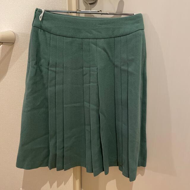 Techichi(テチチ)のテチチ　グリーン　プリーツ　ウールスカート レディースのスカート(ひざ丈スカート)の商品写真