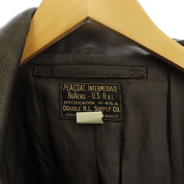 RRL(ダブルアールエル)のRRL ラルフローレン レザー Pコート ショート丈 ゴートスキン XL 茶 メンズのジャケット/アウター(ピーコート)の商品写真