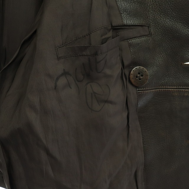 RRL(ダブルアールエル)のRRL ラルフローレン レザー Pコート ショート丈 ゴートスキン XL 茶 メンズのジャケット/アウター(ピーコート)の商品写真