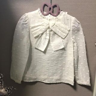 ザラキッズ(ZARA KIDS)のZARA キッズりぼん白シャツ(ブラウス)