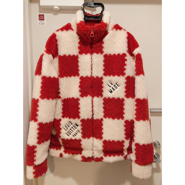 新品 Louis Vuitton x NIGO ダミエ 赤 白 フリース L