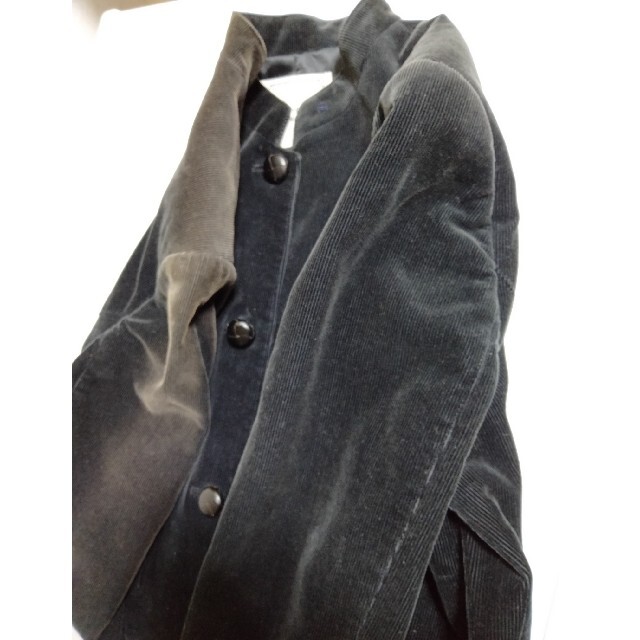 スタンドカラー黒ジャケット コーデュロイ生地 マドモアゼルノンノン Sサイズ レディースのジャケット/アウター(ノーカラージャケット)の商品写真
