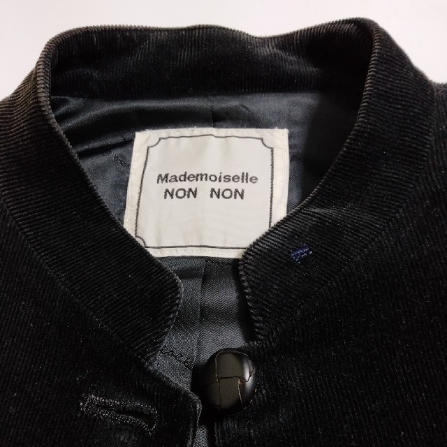 スタンドカラー黒ジャケット コーデュロイ生地 マドモアゼルノンノン Sサイズ レディースのジャケット/アウター(ノーカラージャケット)の商品写真
