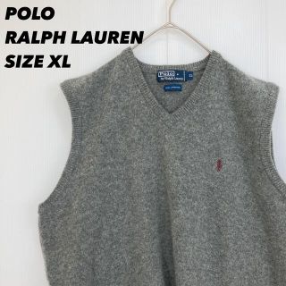 ポロラルフローレン(POLO RALPH LAUREN)の古着　オーバーサイズ　ポロラルフローレン  ラムウールベスト　グレー　XL(ベスト)