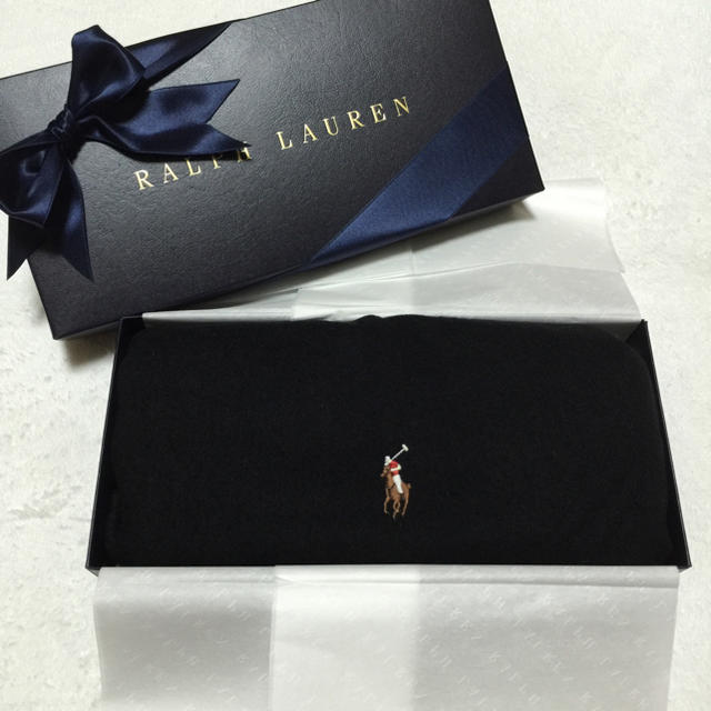 POLO RALPH LAUREN(ポロラルフローレン)の新品✨イタリア製 ウール100% マフラー / ブラック メンズのファッション小物(マフラー)の商品写真