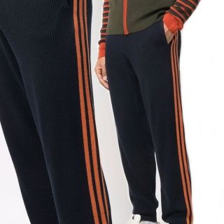 adidas アディダス トラックパンツ ジャージ フレア　白 オレンジ 紺