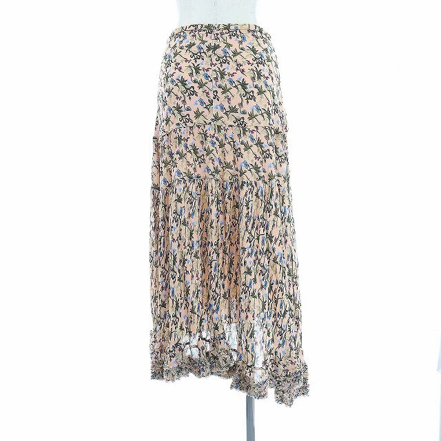 Chloe(クロエ)のクロエ ヘムスカート ロング 変形 花柄 総柄 S ピンク 緑  マルチカラー レディースのスカート(ロングスカート)の商品写真