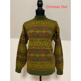 クリスチャンディオール(Christian Dior)のChristian Dior クリスチャンディオールウールハイネック総柄サイズM(ニット/セーター)