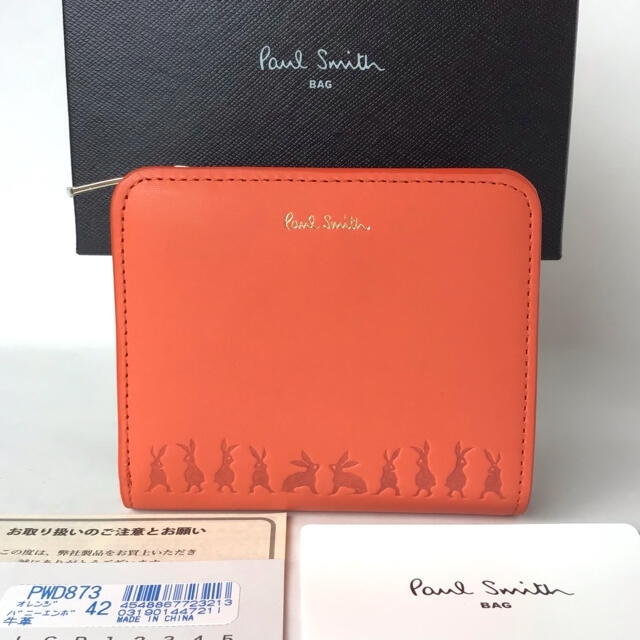 Paul Smith(ポールスミス)のポールスミス バニーエンボス 二つ折り財布 新品 オレンジ L字 ミニウォレット レディースのファッション小物(財布)の商品写真