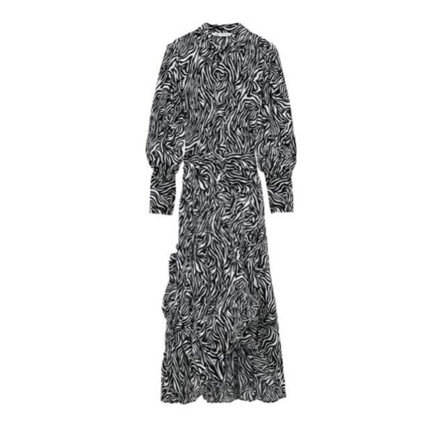 開店祝い ZARA ベルベット パフワンピース XS ミニワンピース