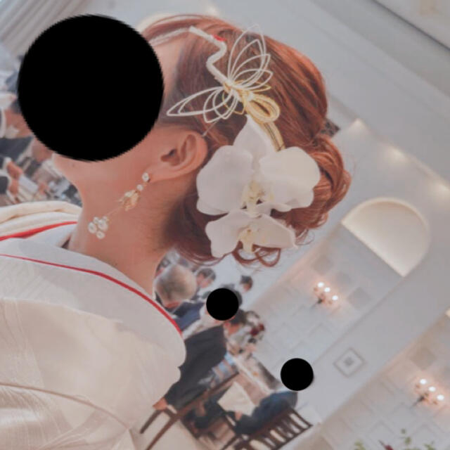 和装　ウェディング　結婚式　前撮り　水引　鶴ヘアアクセサリー ハンドメイドのウェディング(ヘッドドレス/ドレス)の商品写真