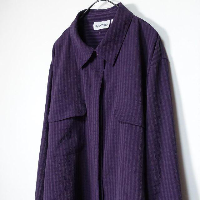 パープル vintage ドレスシャツの通販 by rose♦️フォロー割10%OFF｜ラクマ チェック柄 デザイン 比翼仕立て 超特価好評
