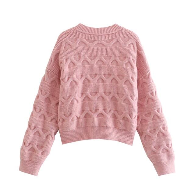 ZARA - 🍁11月新作🍠6765◇pink ピンク リボン ニット ZARA - 🍁11月新作🍠6765◇pink ピンク リボン ニット